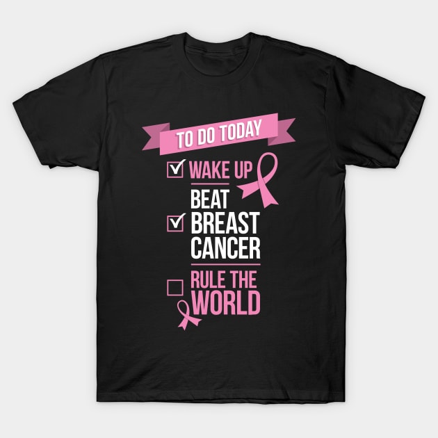 Beat Breast Cancer Rule the World T-Shirt by jomadado